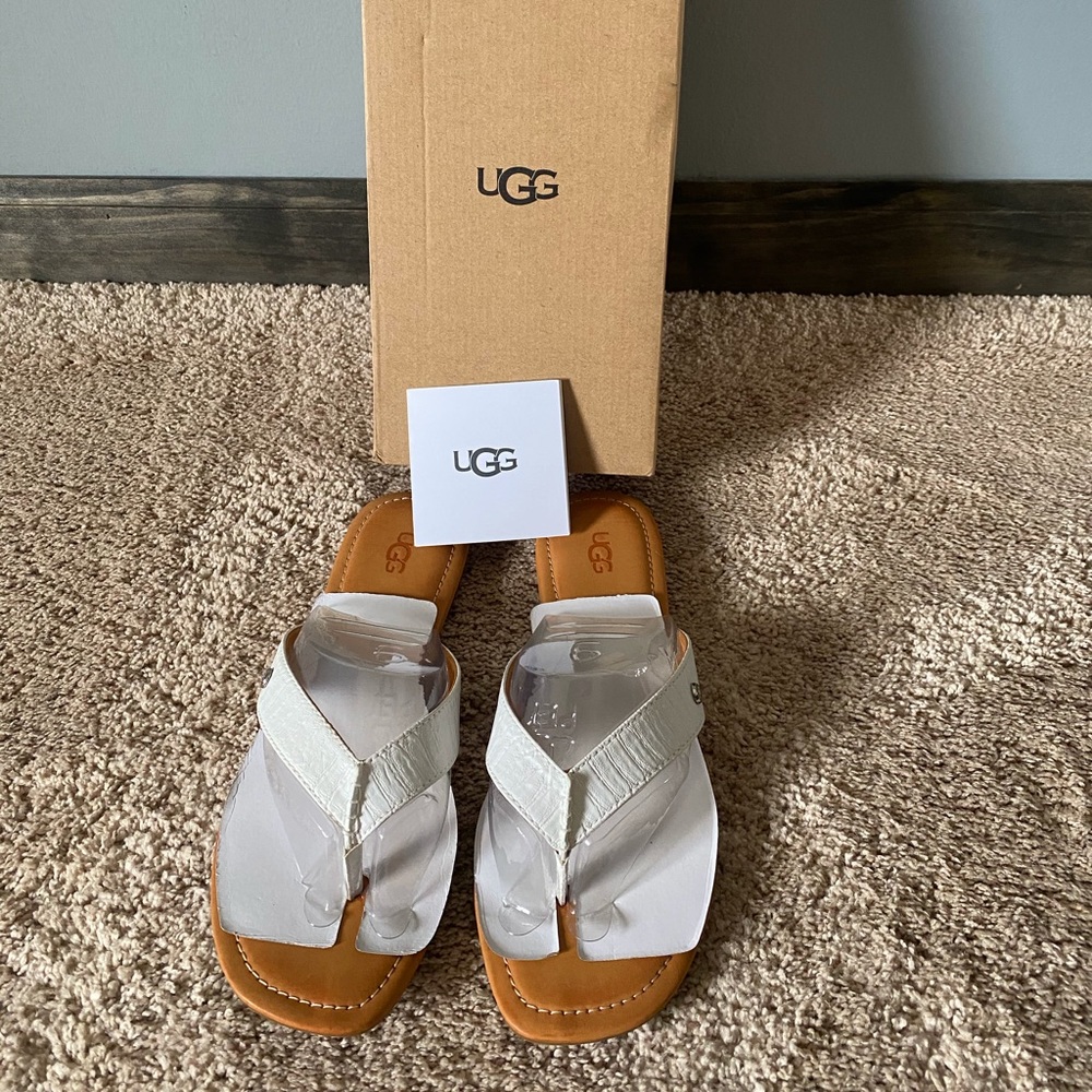 UGG White Exotic Tuolumne Leather Sandal